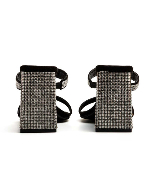 Sandalia Negra Doble Tira Glitter 99013