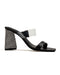 Sandalia Negra Doble Tira Tacón Glitter 99009