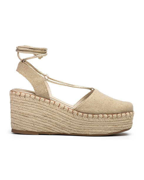 Alpargata Plataforma Cuña Lace Up Oro 7250