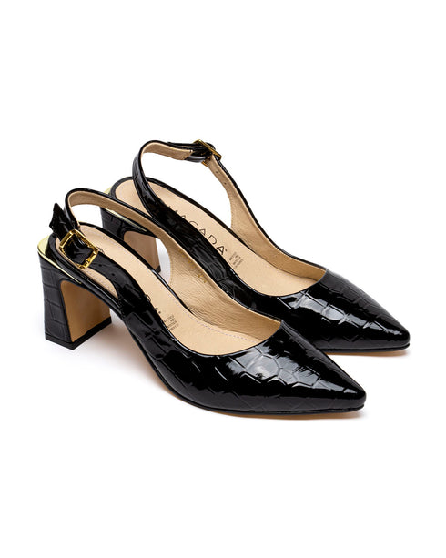Zapatilla Slingback Negro Croc 4240