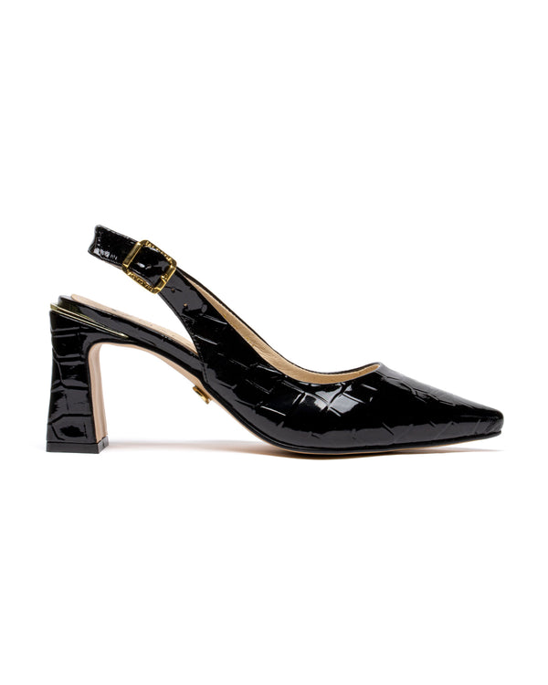 Zapatilla Slingback Negro Croc 4240