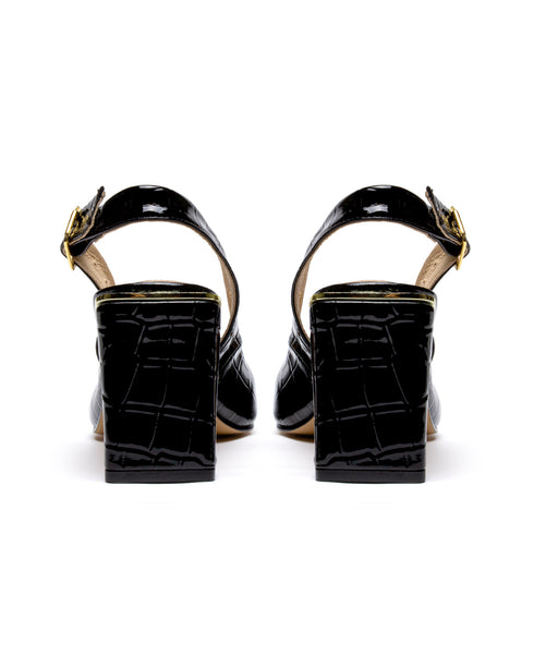 Zapatilla Slingback Negro Croc 4240