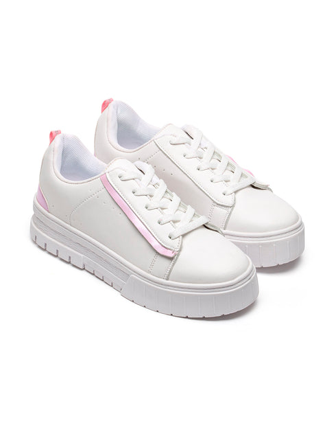 Tenis Flat Blanco Tira Rosa 317