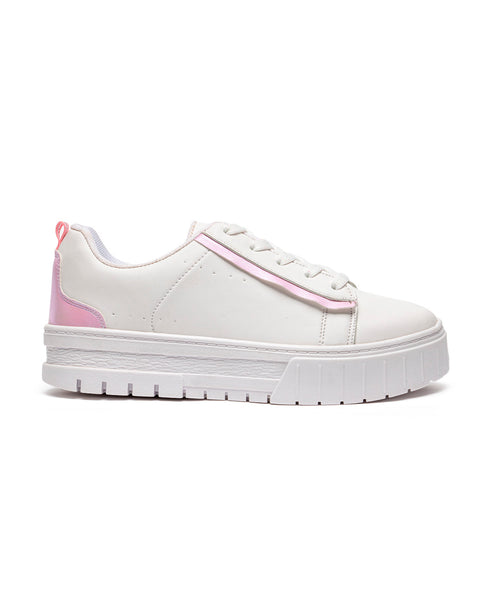 Tenis Flat Blanco Tira Rosa 317