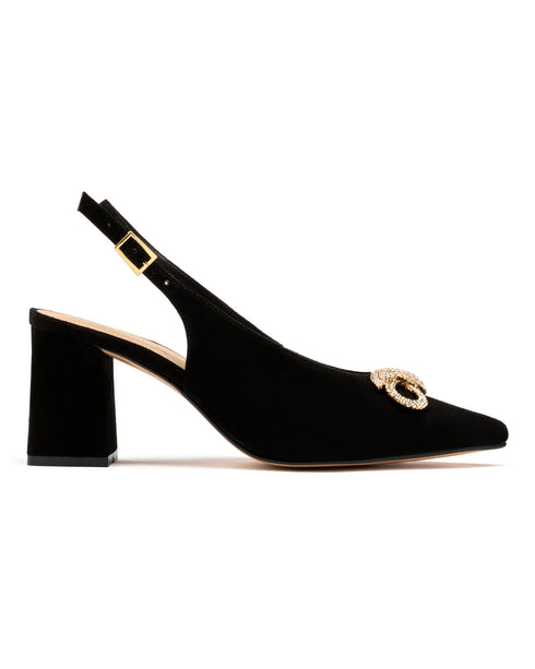 Zapatilla Negra Sligback Cristales 20700