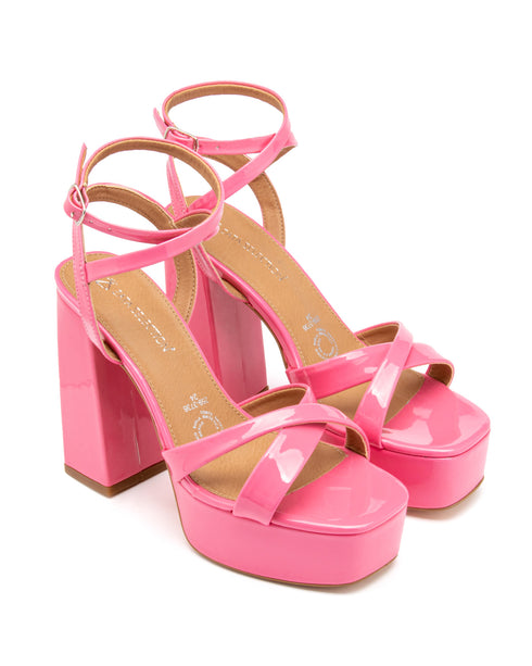 Plataforma Rosa Lace Up Tiras Cruzadas 2593736