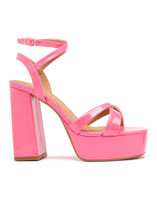 Plataforma Rosa Lace Up Tiras Cruzadas 2593736