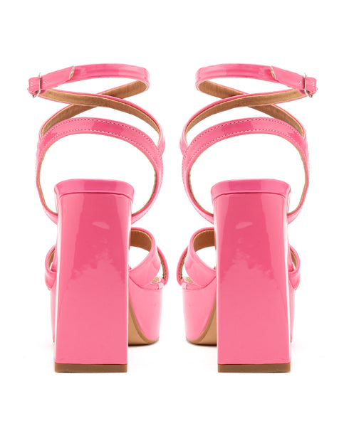 Plataforma Rosa Lace Up Tiras Cruzadas 2593736