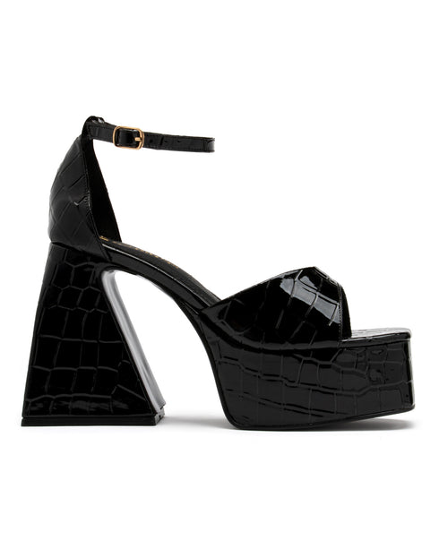 Plataforma Negra Croc Ankle Strap 22302