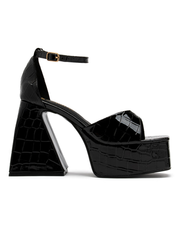 Plataforma Negra Croc Ankle Strap 22302