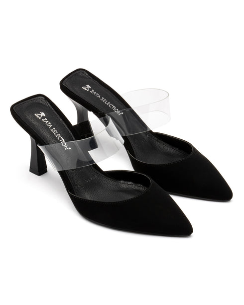 Zapatilla Negra Punta Picuda Banda Vinilo 98010