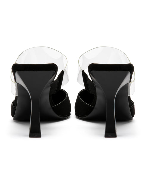 Zapatilla Negra Punta Picuda Banda Vinilo 98010