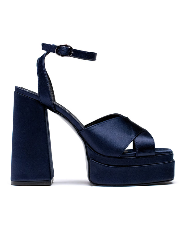 Sandalia Plataforma Satín Marino 1018