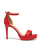 Sandalia Roja Con Plataforma Ankle Strap 26201