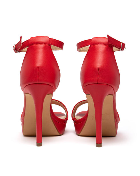 Sandalia Roja Con Plataforma Ankle Strap 26201