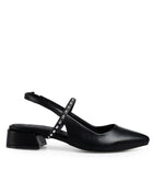 Zapatilla Negra Slingback Tira Estoperoles 3592