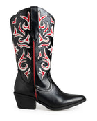 Bota Vaquera Negra Líneas Rojas 8034