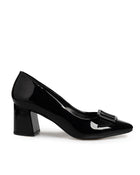 Zapatilla Negra Hebilla Tacón Grueso 16213