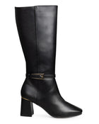 Bota Negra Con Correa Punta Cuadrada 39702