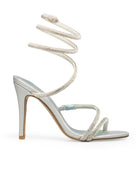 Sandalia Plata Tiras Glitter Lace Up 248202