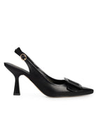 Zapatilla Negra Slingback Hebilla Cuadrada 354703
