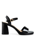 Sandalia Negra Tacón Grueso 435001