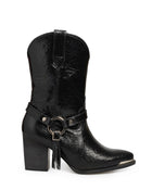 Bota Vaquera Negra Hebilla Circular 20391
